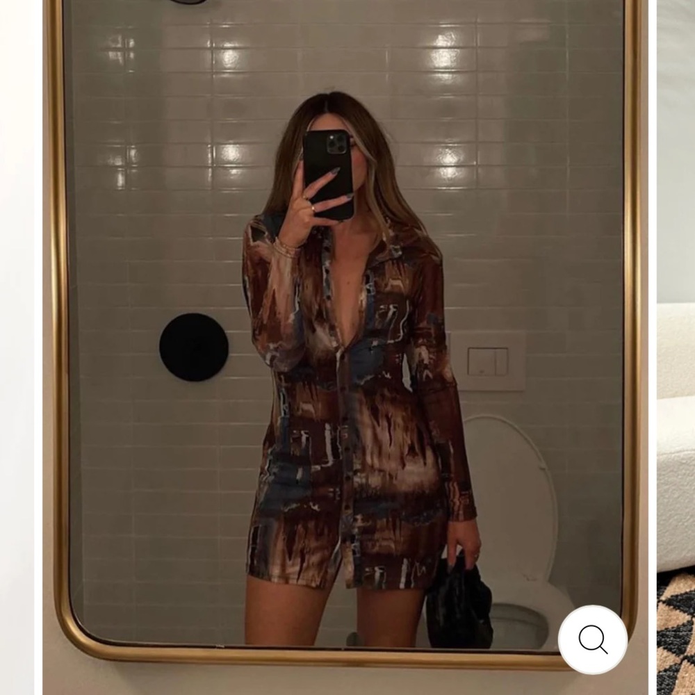 12th Tribe POLLOCK BROWN BUTTON UP MESH DRESS